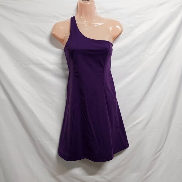 Outdoor Voice One Shoulder Lined Short Exercise Dress Women Size XS Purple Acai - Picture 13 of 15